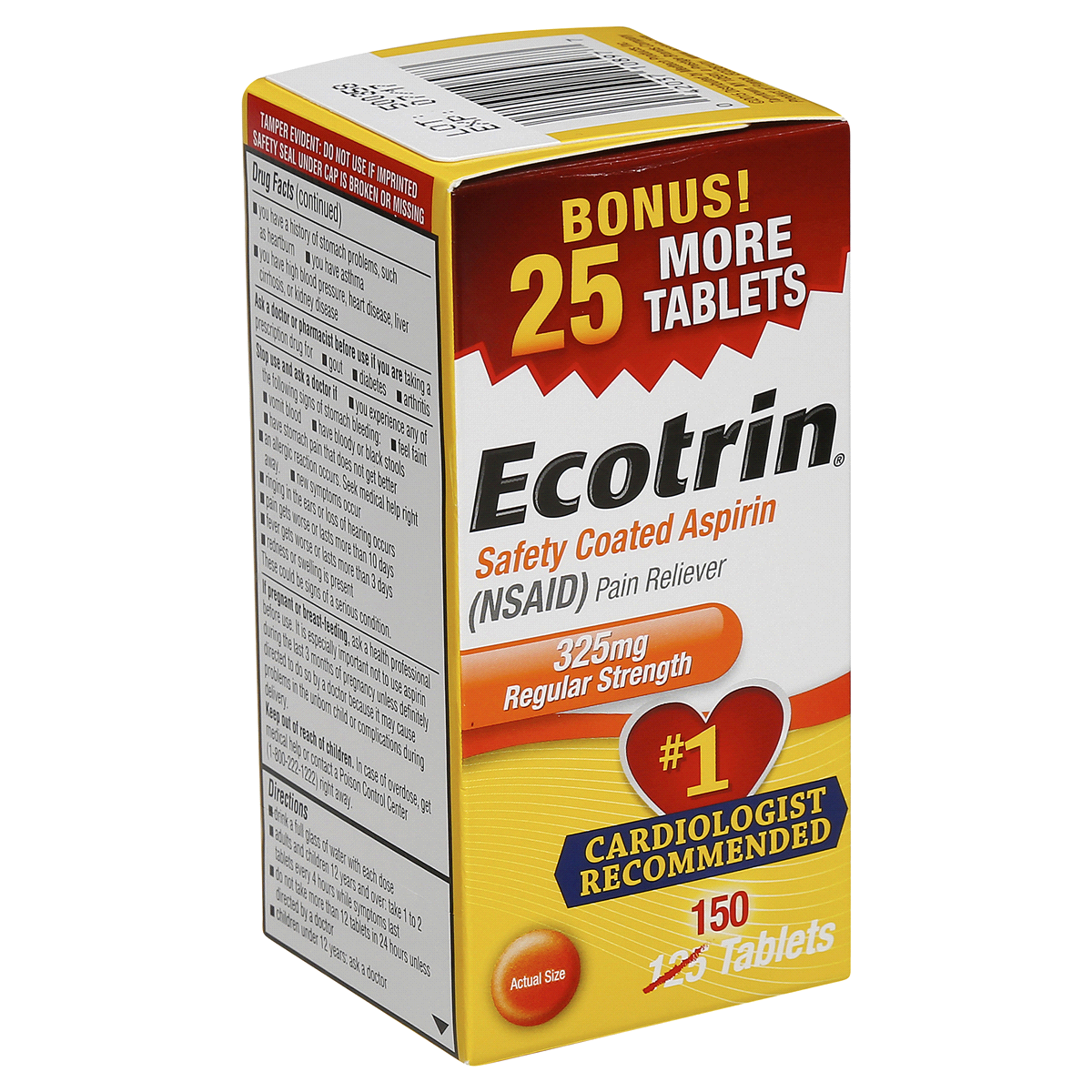 slide 6 of 6, Ecotrin Safety Coated Aspirin, 125 ct