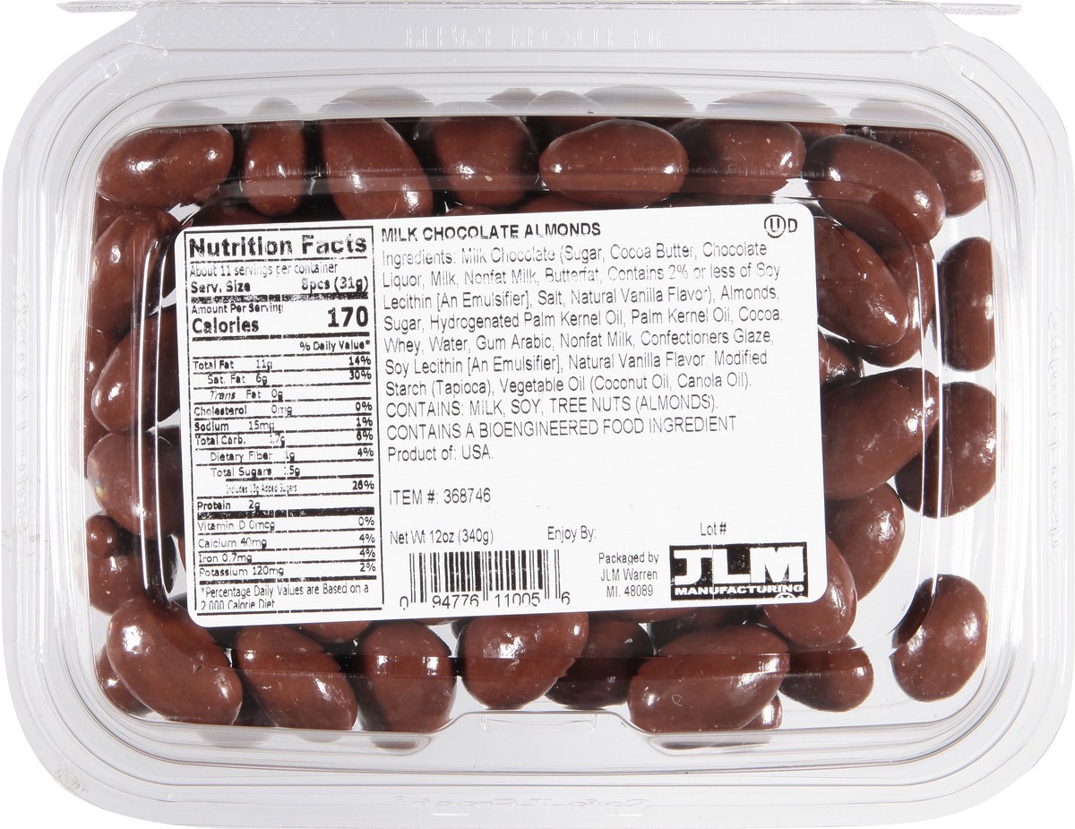 slide 6 of 13, JLM Manufacturing Milk Chocolate Almonds 12 oz, 12 oz
