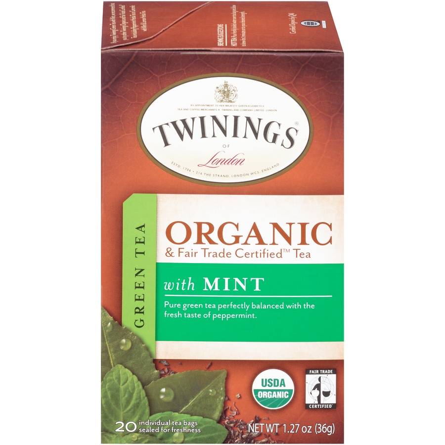 slide 1 of 1, Twinnings of London Organic Green Tea with Mint, 1.27 oz