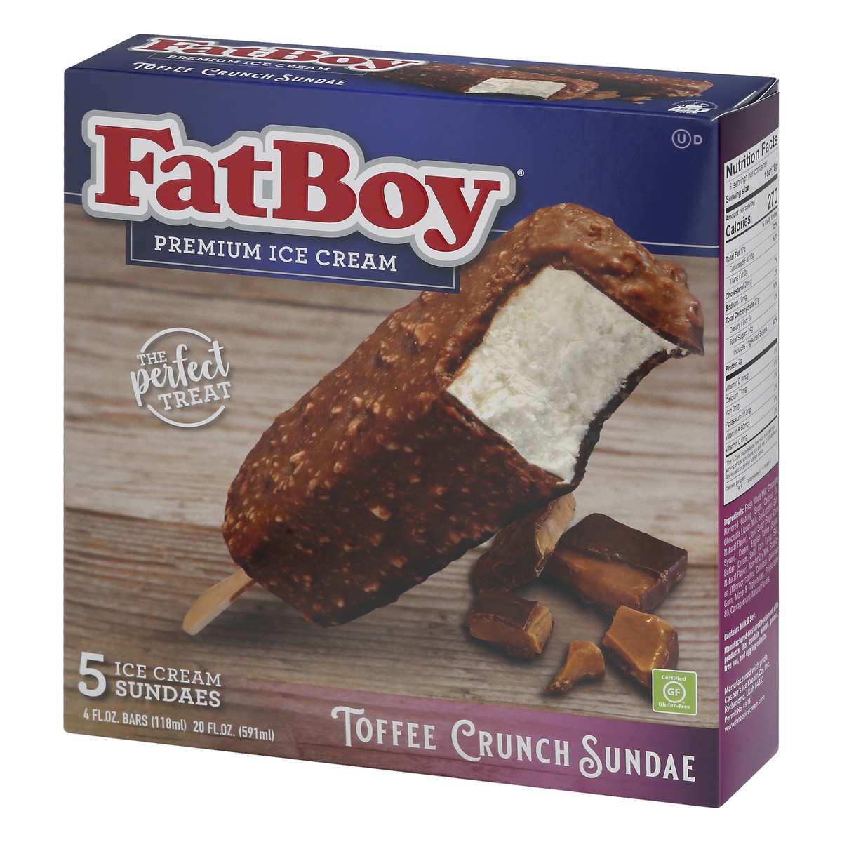 slide 4 of 9, Fat Boy Toffee Crunch Sundae Ice Cream Sundaes 5 ea, 5 ct
