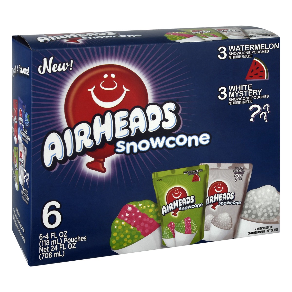 slide 2 of 9, Airheads Snowcone White Mystery Watermelon, 6 ct