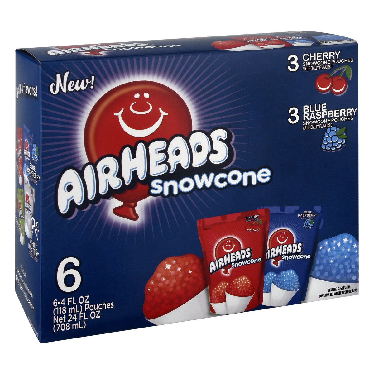 slide 2 of 9, Airheads Snowcone Cherry Blue Raspberry, 6 ct