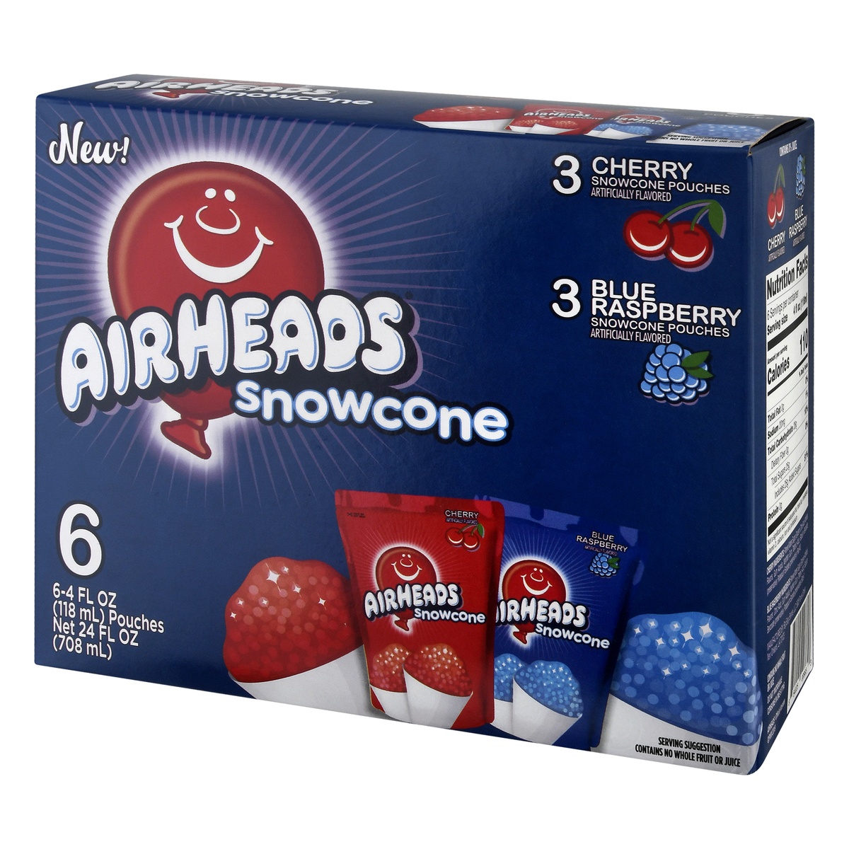 slide 3 of 9, Airheads Snowcone Cherry Blue Raspberry, 6 ct