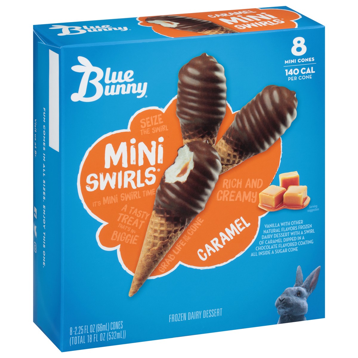 slide 2 of 9, Blue Bunny Mini Swirls Caramel, 8 ct