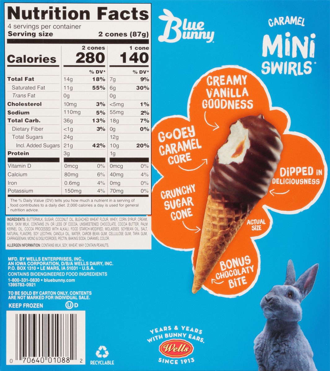 slide 4 of 9, Blue Bunny Mini Swirls Caramel, 8 ct