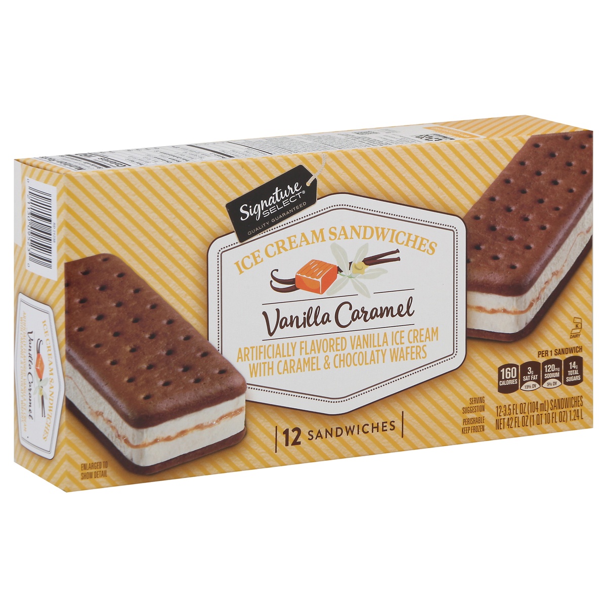 slide 2 of 9, Lucerne Dairy Farms Ice Cream Sandwiches Vanilla Caramel, 12 ct; 3.5 fl oz