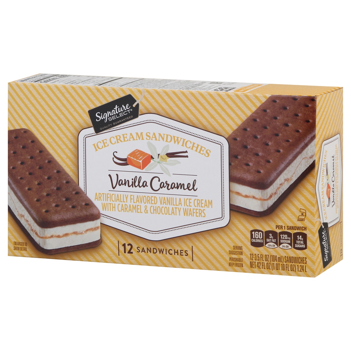 slide 3 of 9, Lucerne Dairy Farms Ice Cream Sandwiches Vanilla Caramel, 12 ct; 3.5 fl oz