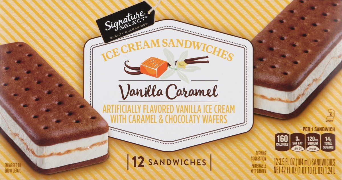 slide 4 of 9, Lucerne Dairy Farms Ice Cream Sandwiches Vanilla Caramel, 12 ct; 3.5 fl oz