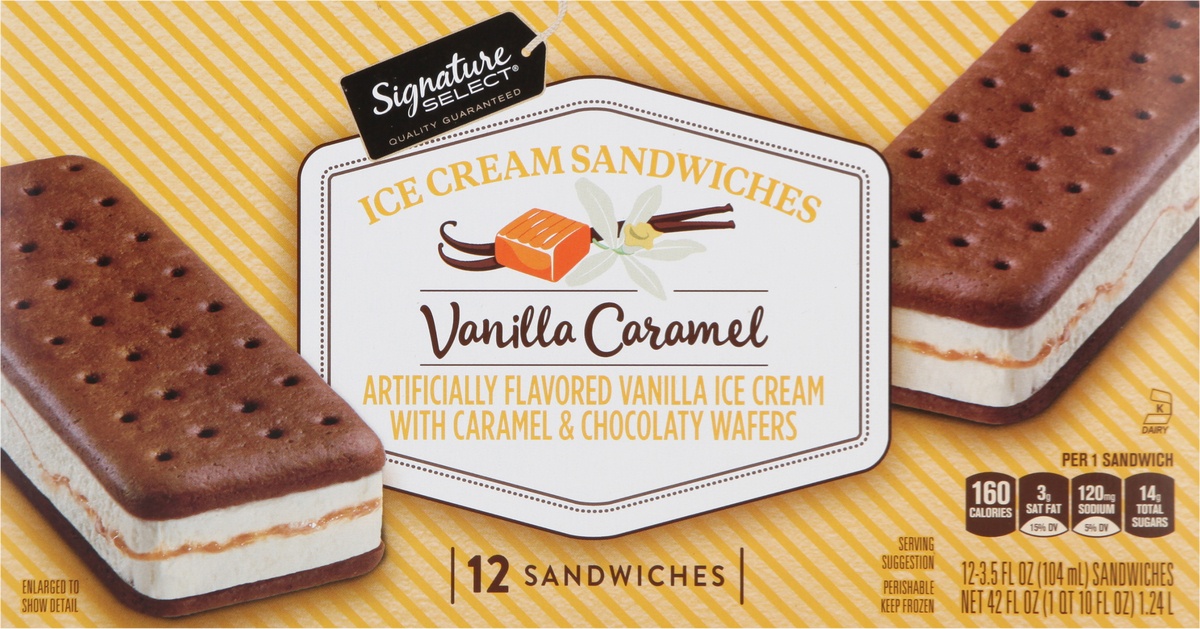 slide 6 of 9, Lucerne Dairy Farms Ice Cream Sandwiches Vanilla Caramel, 12 ct; 3.5 fl oz