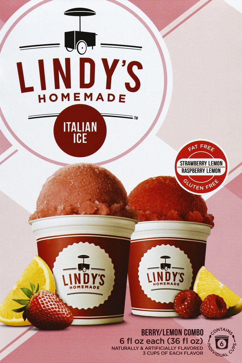 Lindys Homemade Strawberry Lemon And Raspberry Lemon Combo Italian Ice 6 Count 36 Fl Oz Shipt 0709