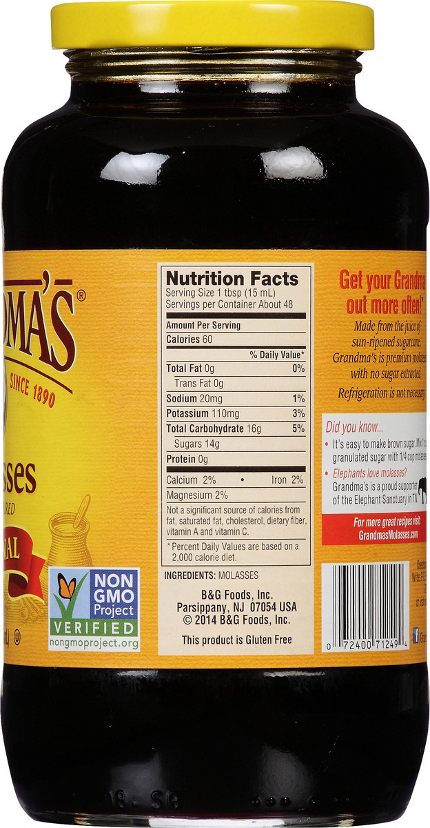 slide 6 of 7, Grandma's Unsulphured Original Molasses 24 oz, 24 fl oz