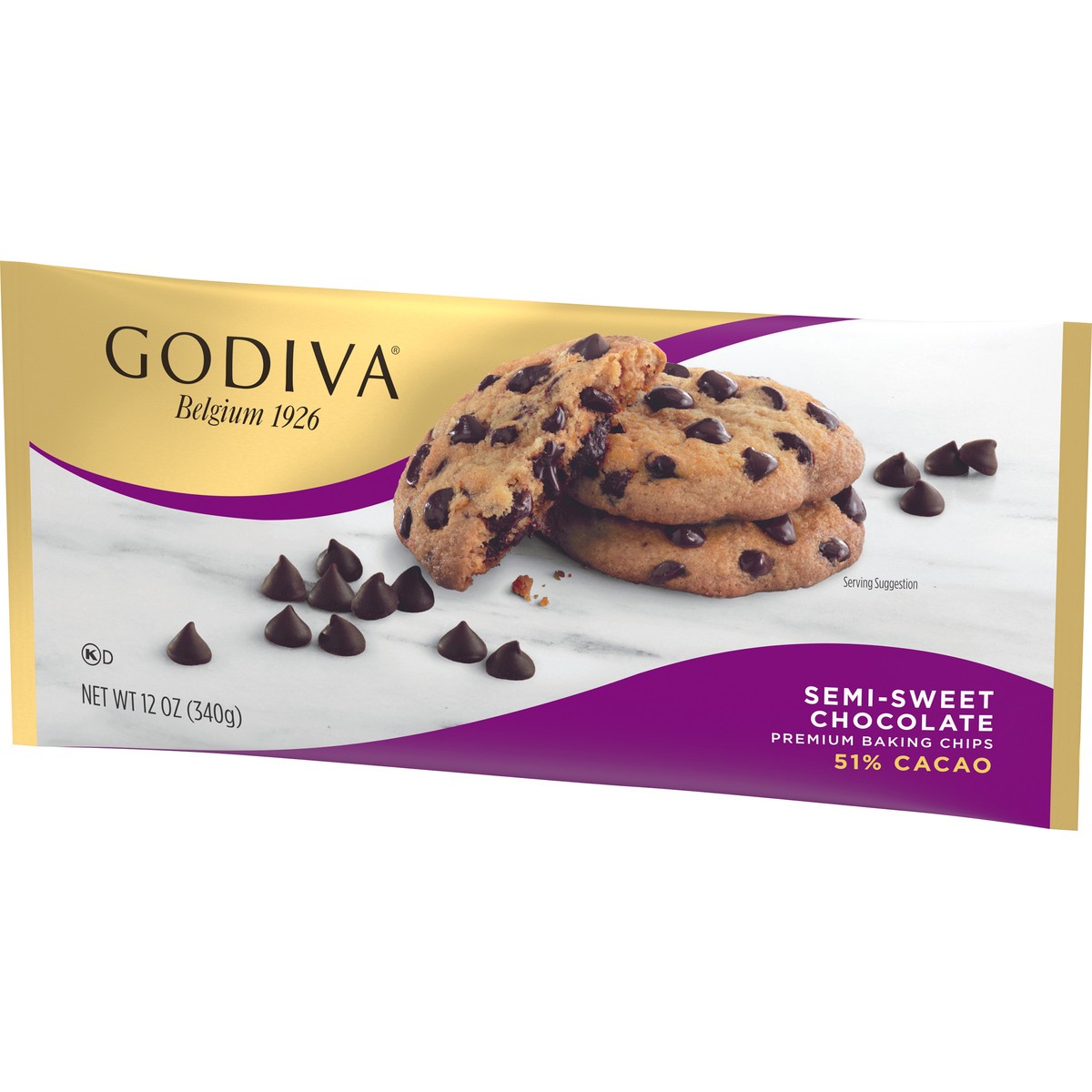 slide 2 of 9, GODIVA Semi Sweet Chocolate Premium Baking Chips, 11 oz Bag, 12 oz