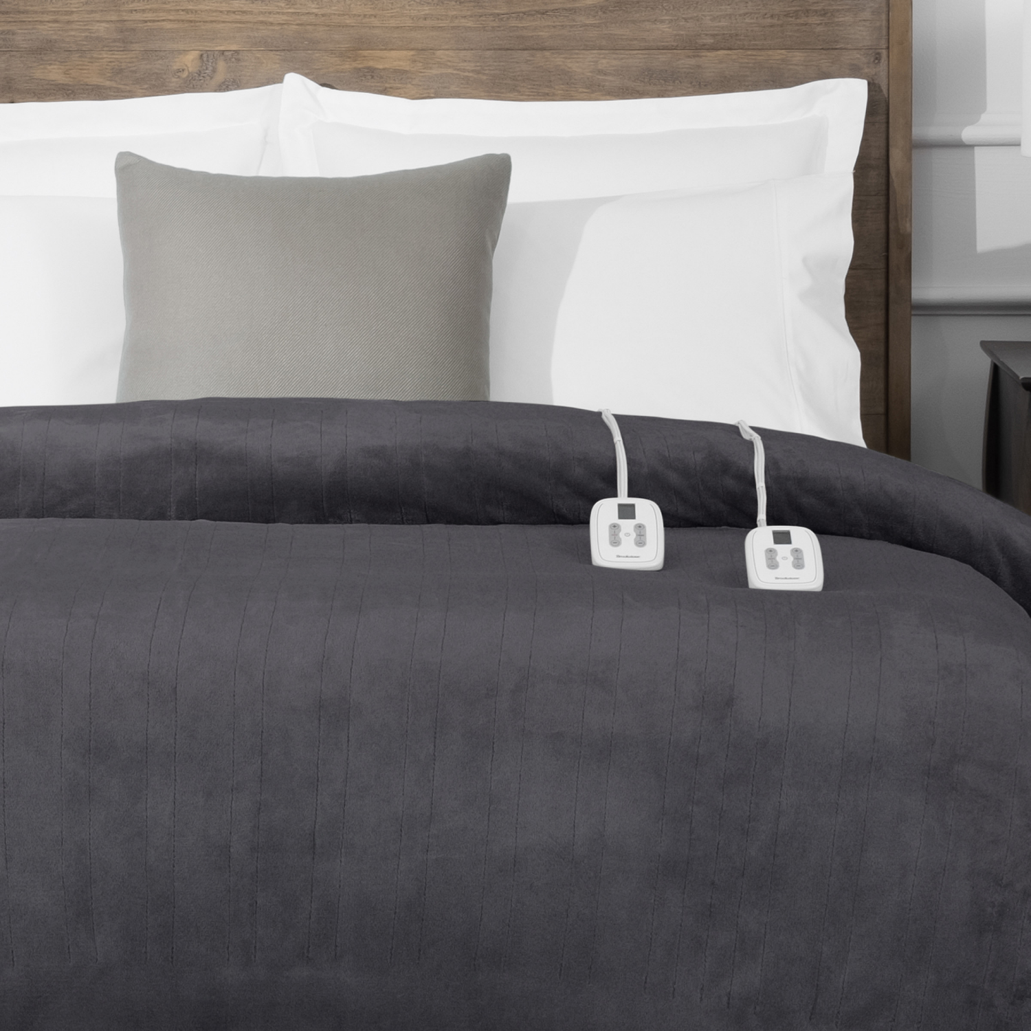 slide 8 of 8, Brookstone Heated Blanket Gray Full, 1 ct