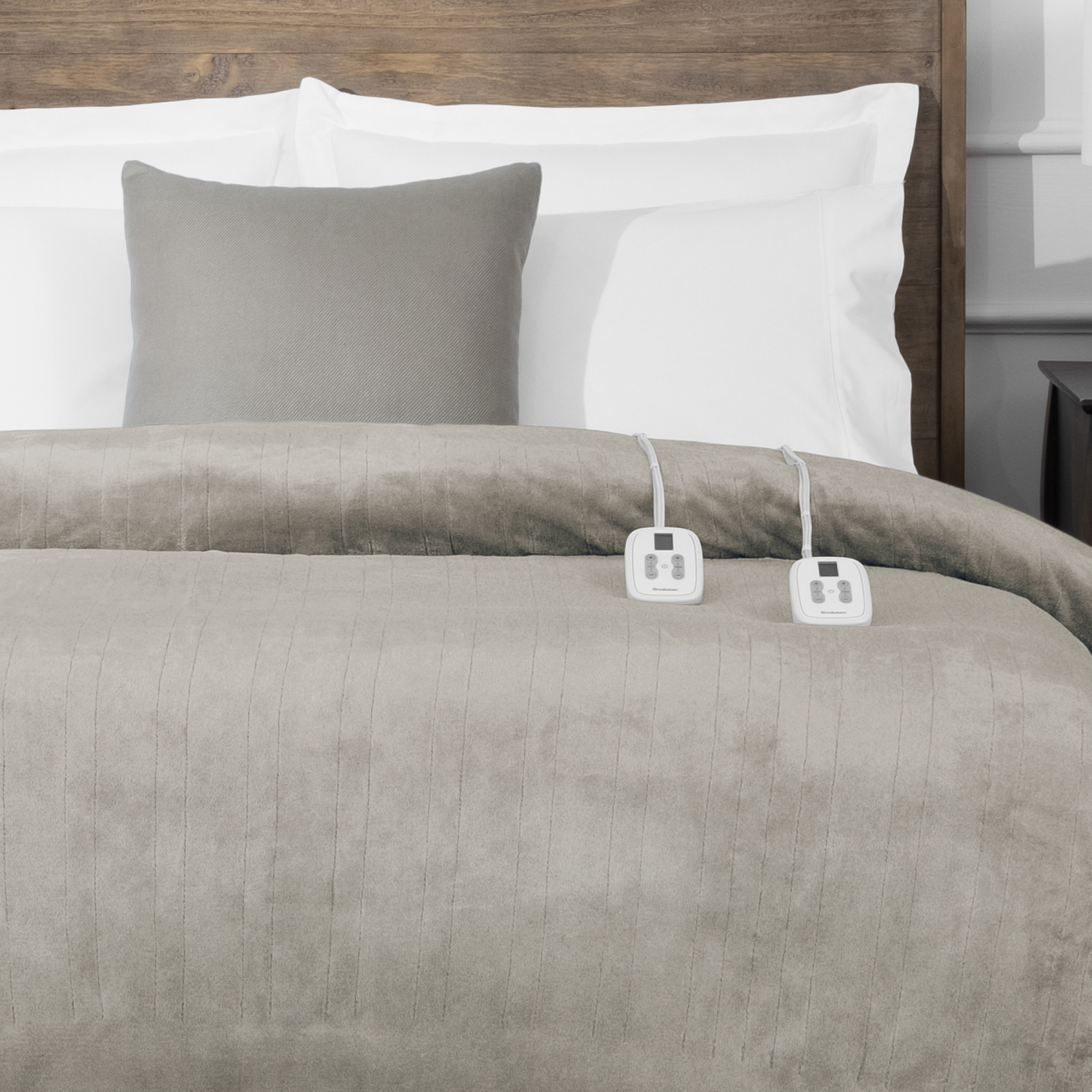 slide 7 of 7, Brookstone Heated Blanket Taupe King, 1 ct