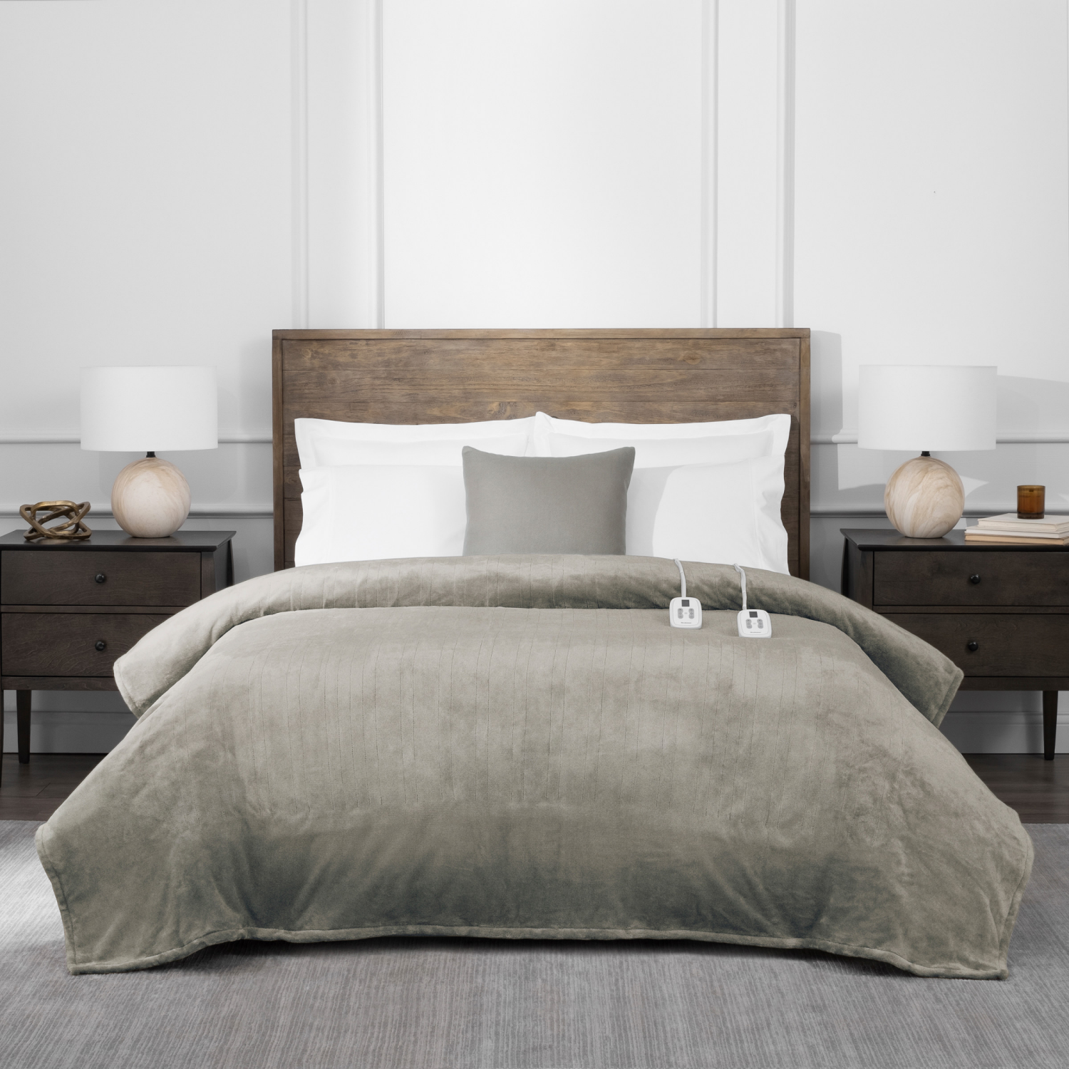 slide 1 of 7, Brookstone Heated Blanket Taupe King, 1 ct