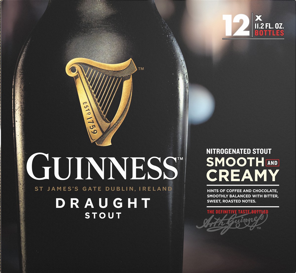 slide 4 of 4, Guinness Nitrogenated Draught Stout Beer 12 ea, 12 ct; 11.2 oz