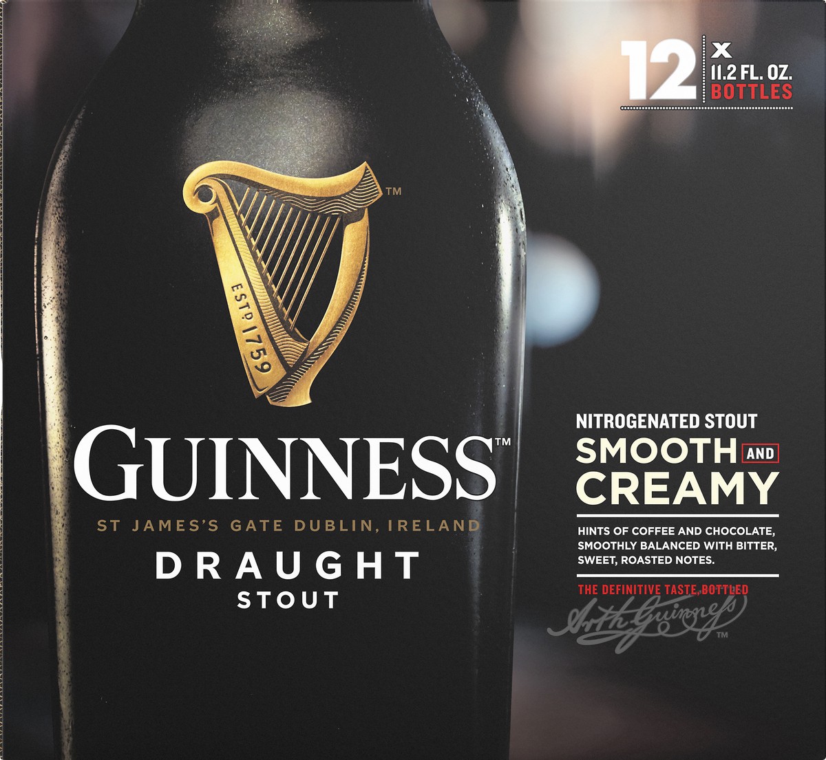 slide 1 of 4, Guinness Nitrogenated Draught Stout Beer 12 ea, 12 ct; 11.2 oz