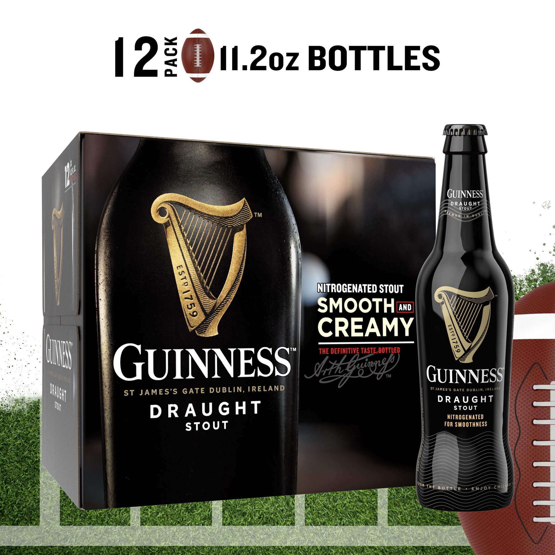 slide 1 of 4, Guinness Draught Stout Import Beer, 11.2 fl oz, 12 Pack Bottles, 4.2% ABV, 11.2 fl oz