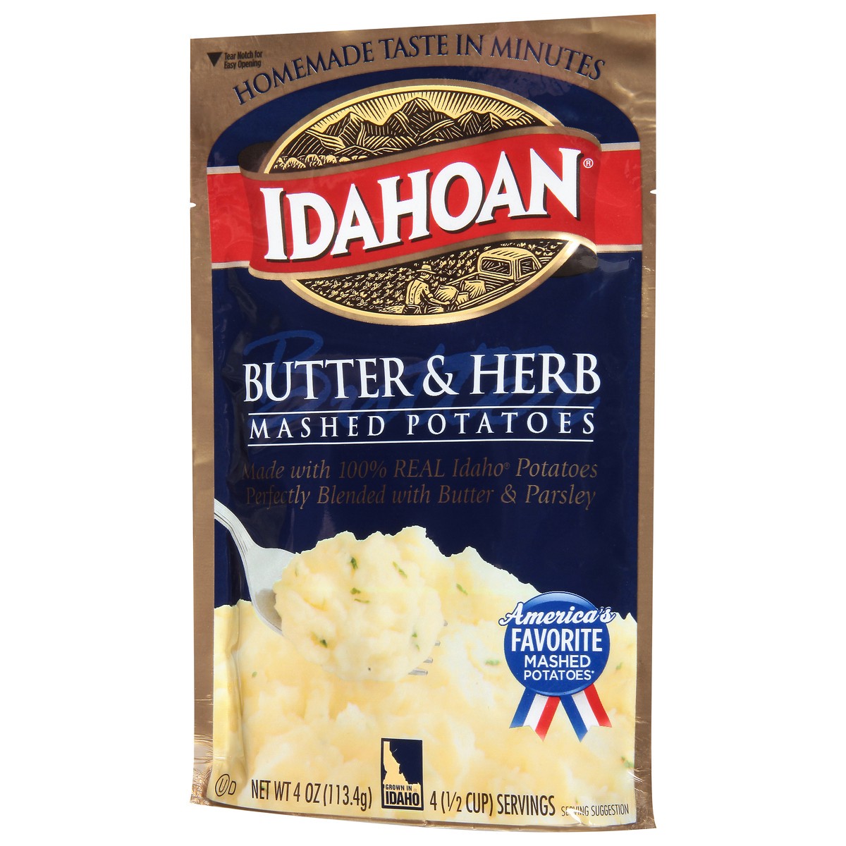 slide 3 of 9, Idahoan Butter & Herb Mashed Potatoes 4 oz, 4 oz