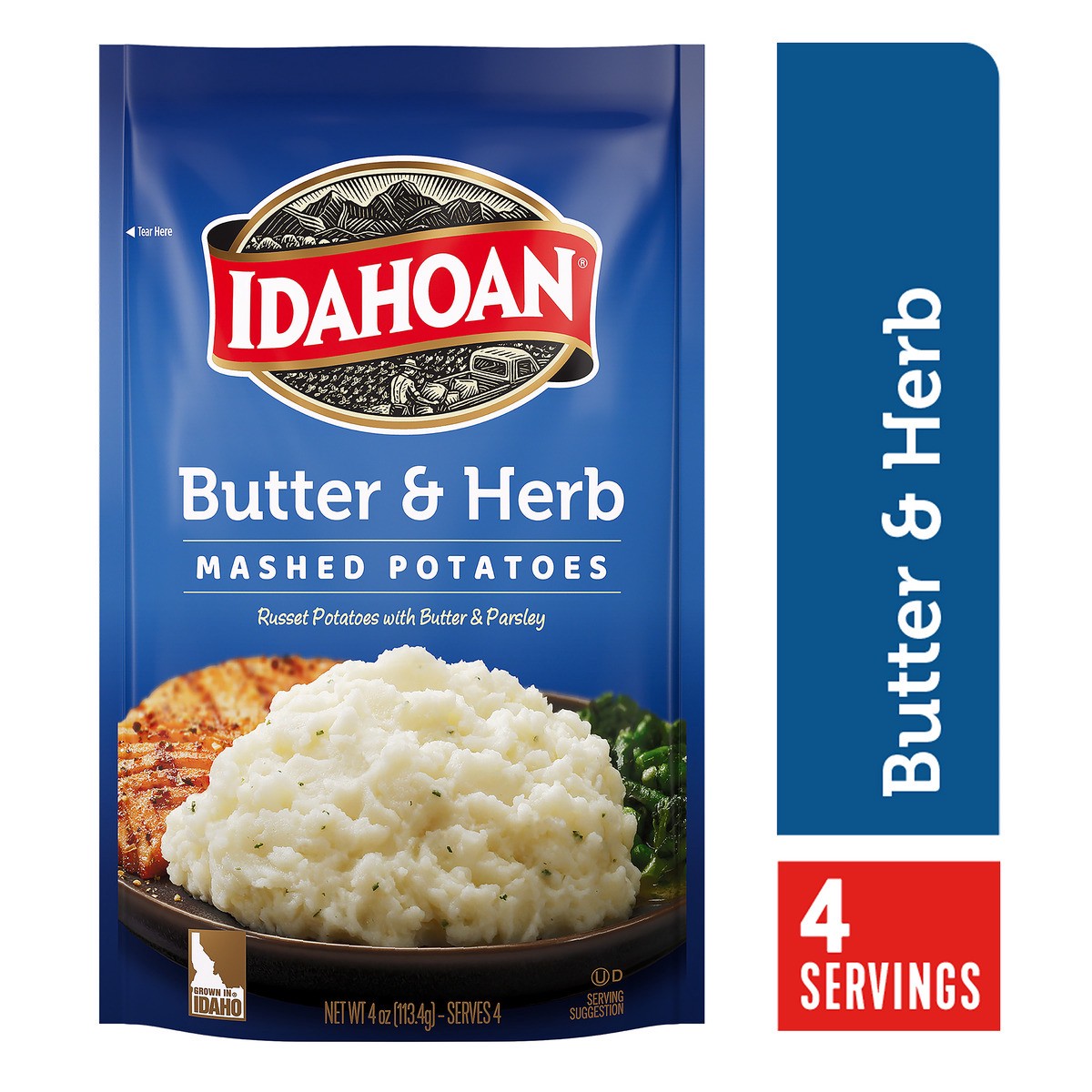 slide 1 of 9, Idahoan Butter & Herb Mashed Potatoes - 4 oz, 4 oz
