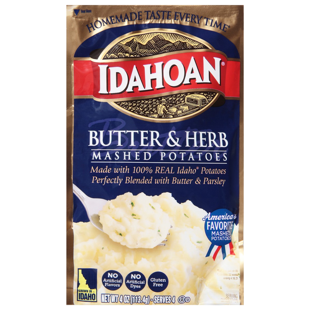 slide 1 of 9, Idahoan Butter & Herb Mashed Potatoes 4 oz, 4 oz