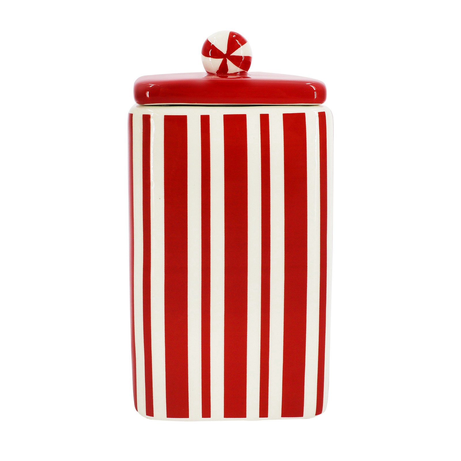 slide 2 of 5, 7.5" North Pole Peppermints Ceramic Container By Ashland, 3.75 in x 3 in x 7.625 in