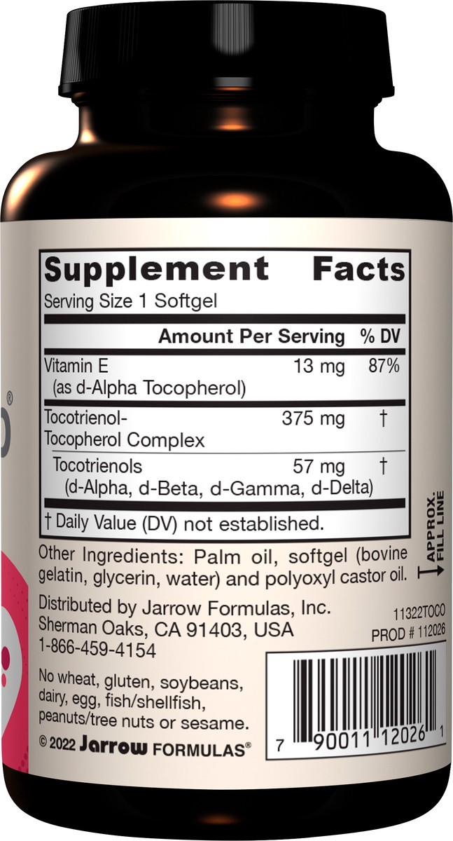 slide 2 of 4, Jarrow Formulas Toco-Sorb - 60 Softgels - Cardiovascular Health & Brain Function Support - High Absorption Formula - Mixed Tocotrienols & Vitamin E Supplement - Up to 60 Servings, 60 ct