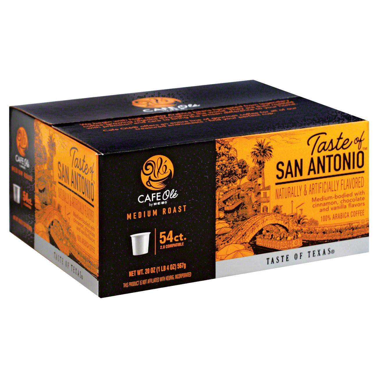 slide 1 of 1, H-E-B Cafe Ole Taste of San Antonio Medium Roast Single Serve Coffee Cups Value Pack - 54 ct, 54 ct