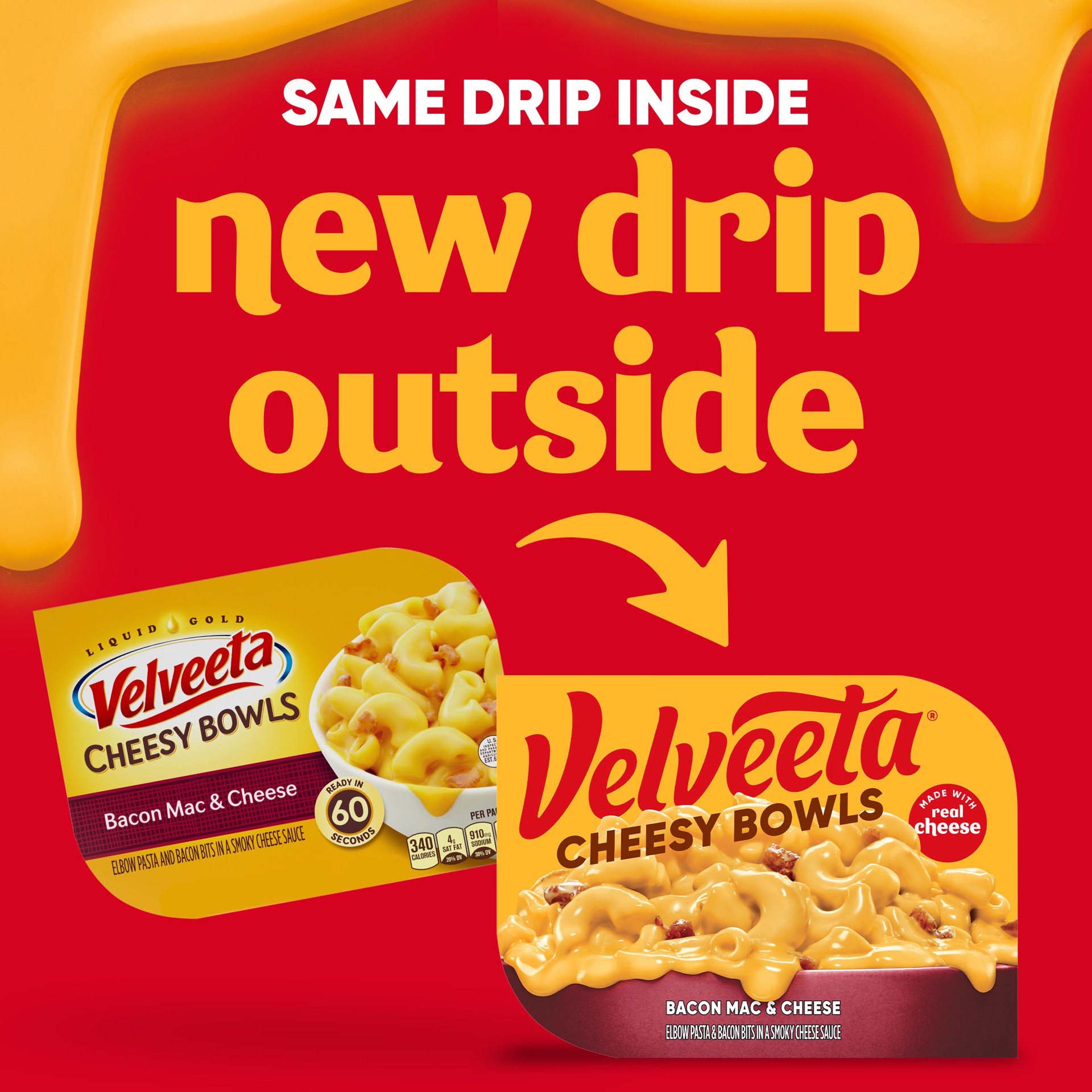 slide 4 of 5, Velveeta Cheesy Bowls Bacon Mac & Cheese Microwave Meal, 9 oz Tray, 9 oz