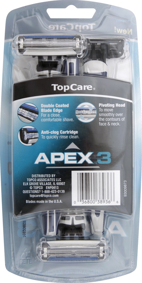 slide 6 of 6, TopCare Men's Apex3 Disposable Razor, 3 ct