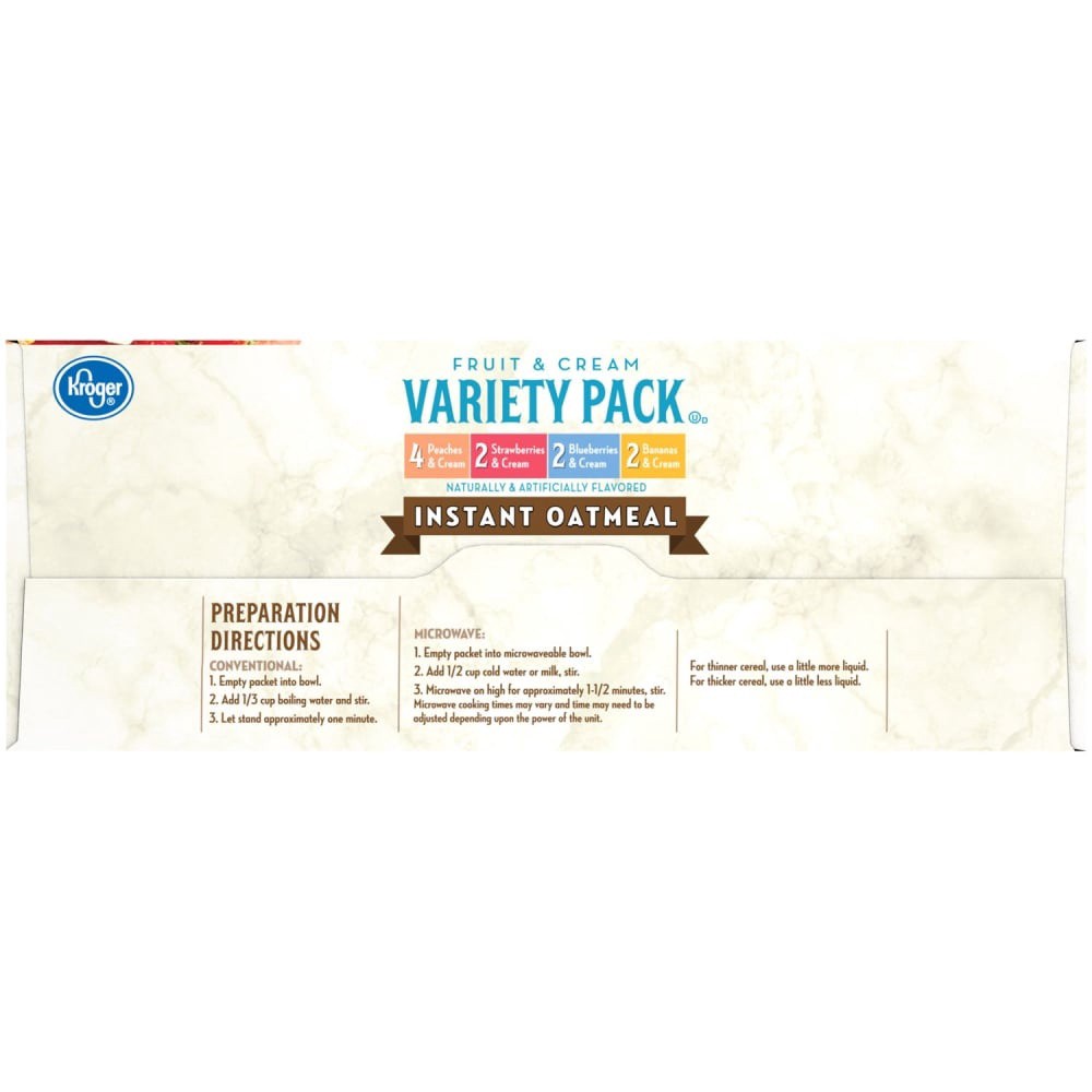 slide 2 of 3, Kroger Fruit & Cream Variety Pack Instant Oatmeal Packets, 10 ct; 1.31 oz