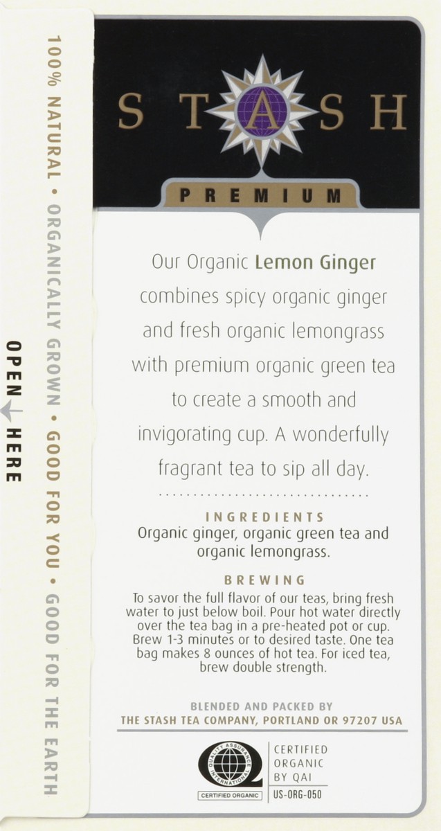 slide 3 of 5, Stash Organic Lemon Ginger Green Tea - 18 ct, 18 ct