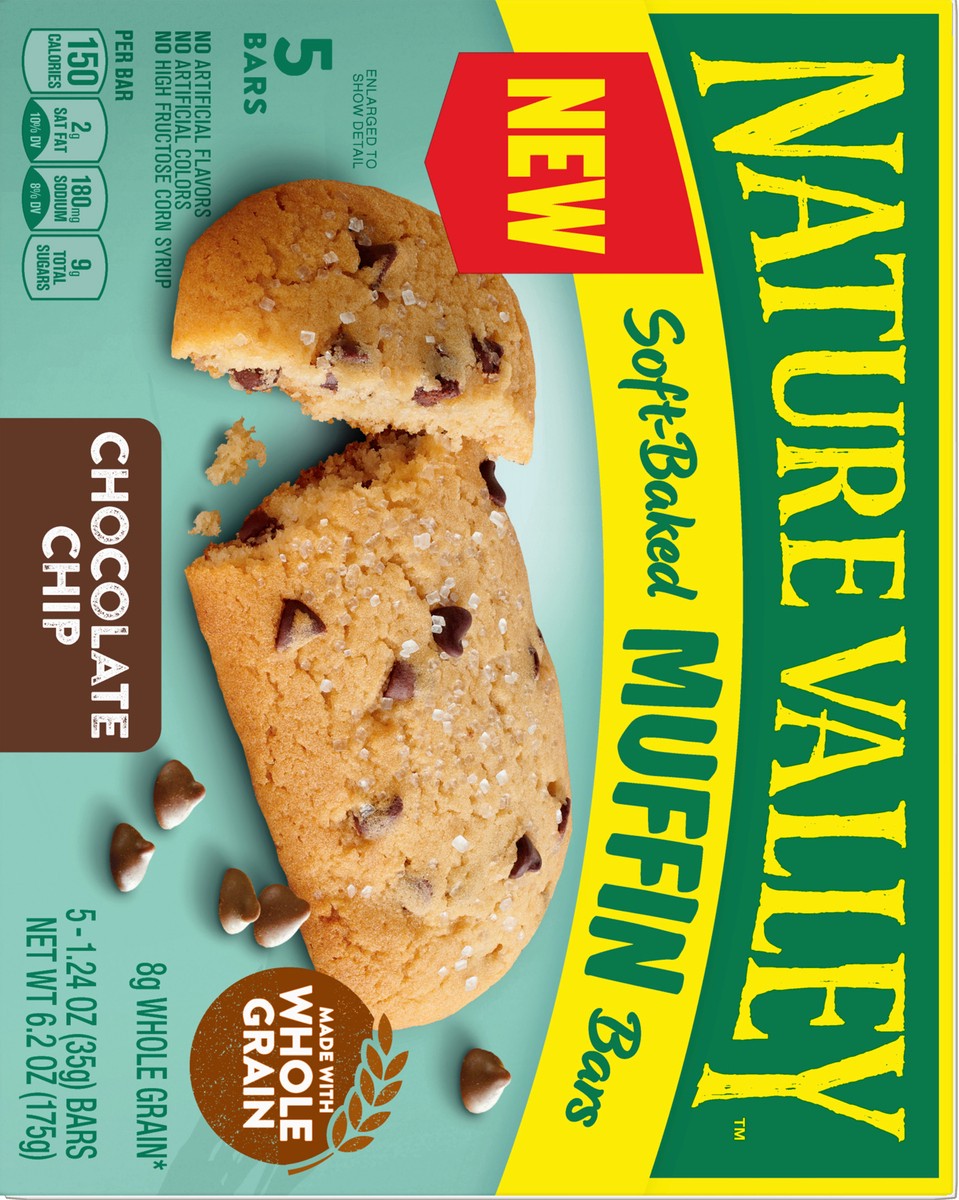 slide 5 of 9, Nature Valley Soft-Baked Muffin Bars, Chocolate Chip, Snack Bars, 5 Bars, 6.2 OZ, 6.2 oz