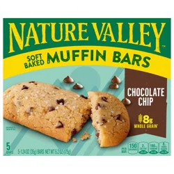 Nature Valley Soft-Baked Muffin Bars, Chocolate Chip, Snack Bars, 5 Bars, 6.2 OZ