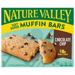 Nature Valley Soft-Baked Muffin Bars, Chocolate Chip, Snack Bars, 5 Bars, 6.2 OZ
