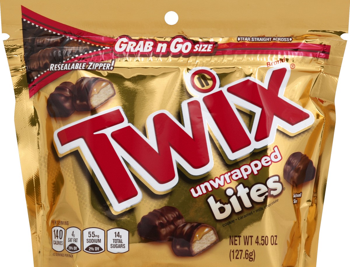 slide 4 of 6, TWIX Caramel Bites Size Chocolate Cookie Bar Candy Grab & Go Size Pouch, 4.5 oz, 4 oz