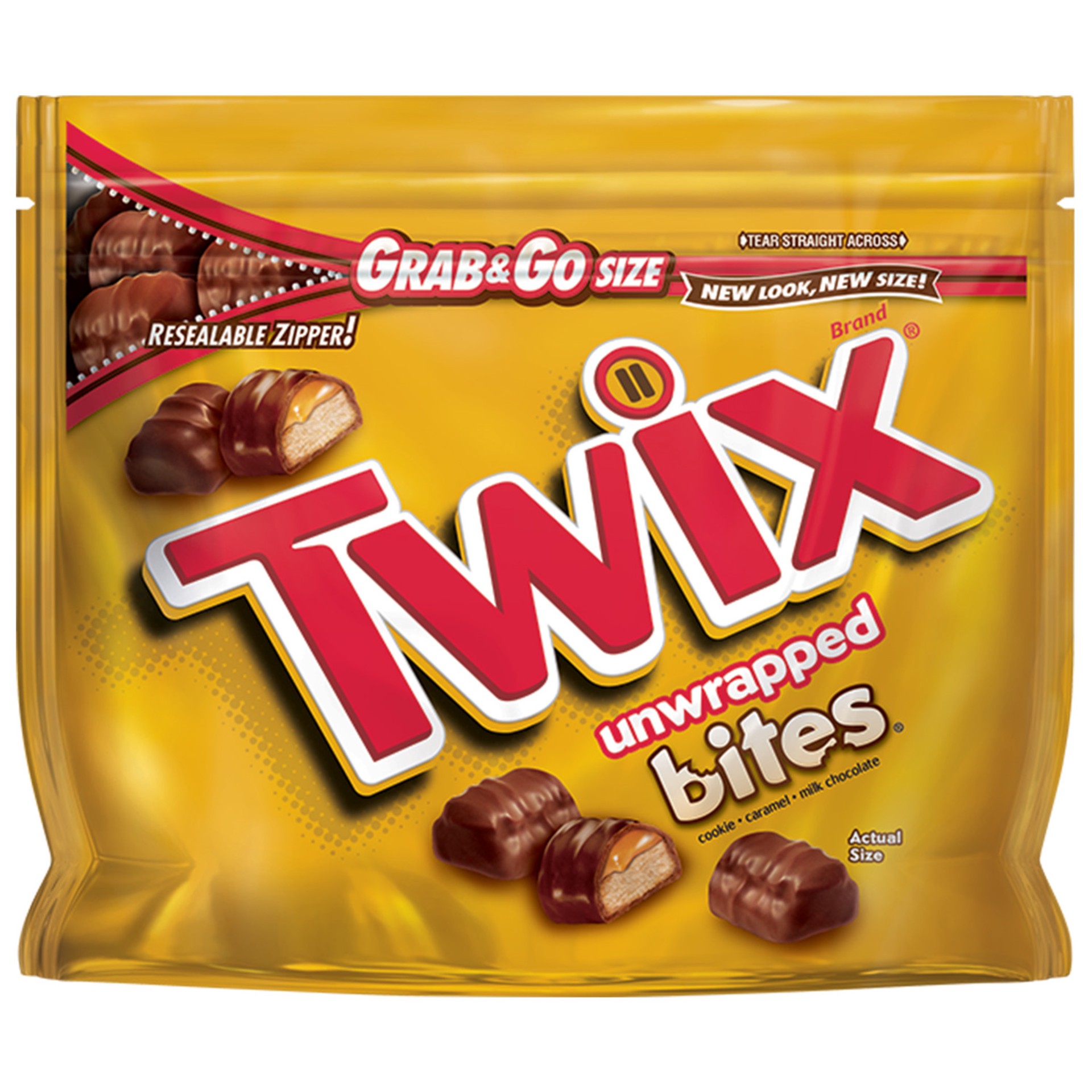 slide 1 of 6, TWIX Caramel Bites Size Chocolate Cookie Bar Candy Grab & Go Size Pouch, 4.5 oz, 4 oz