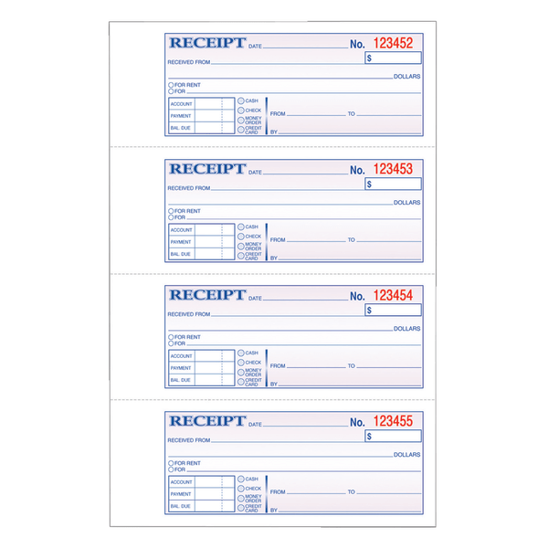 slide 1 of 9, Adams 3-Part Carbonless Money/Rent Receipt Book, 100 ct; 7 5/8 in x 11 in