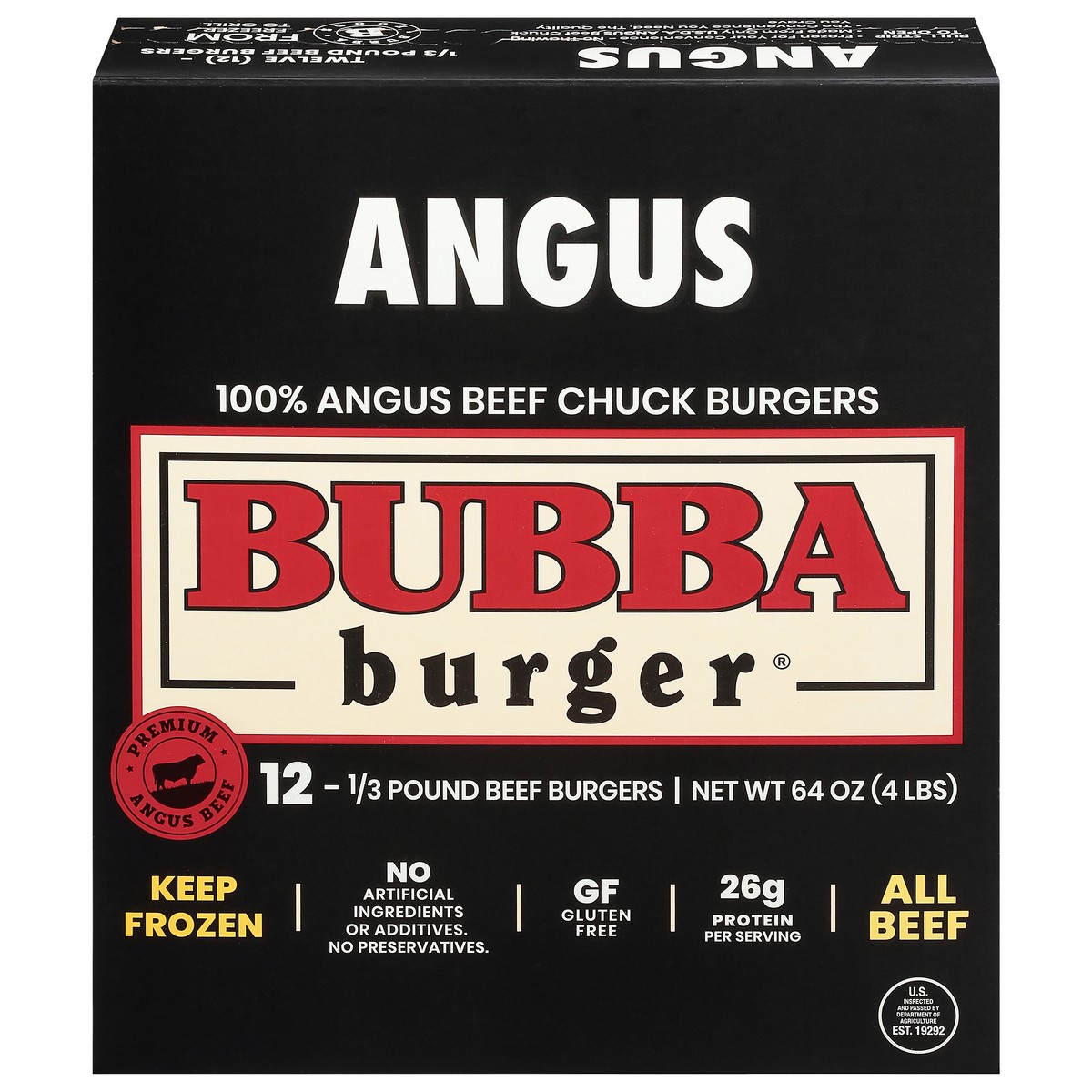 slide 6 of 13, BUBBA Burger Angus Beef Burgers 12 - 0.33 lb ea, 12 ct