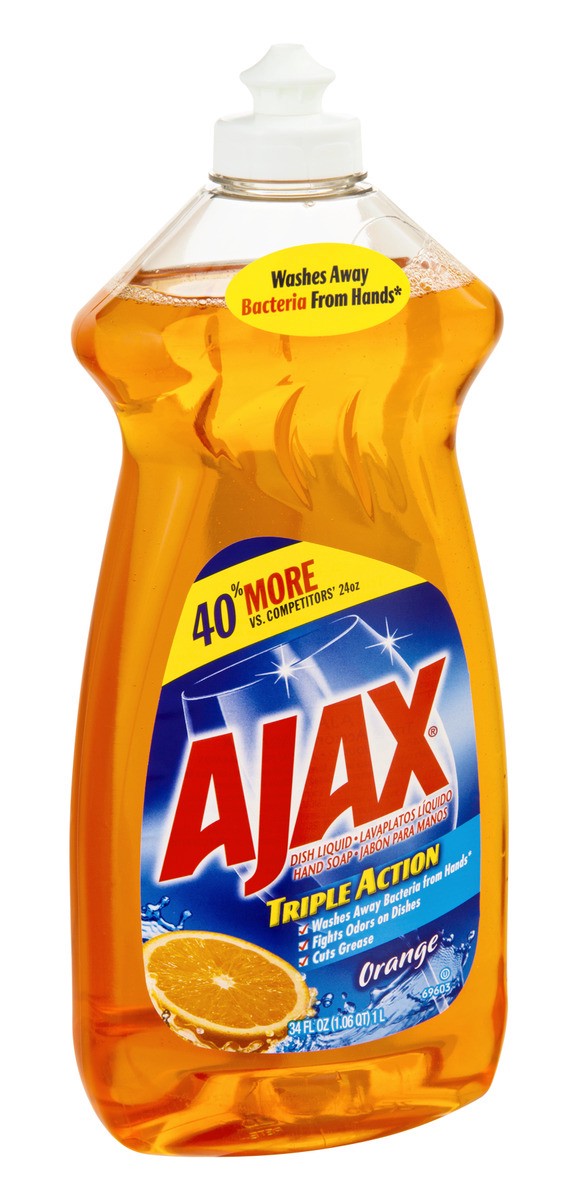 slide 2 of 9, Ajax Ultra Orange Triple Action Dish Liquid, 34 fl oz