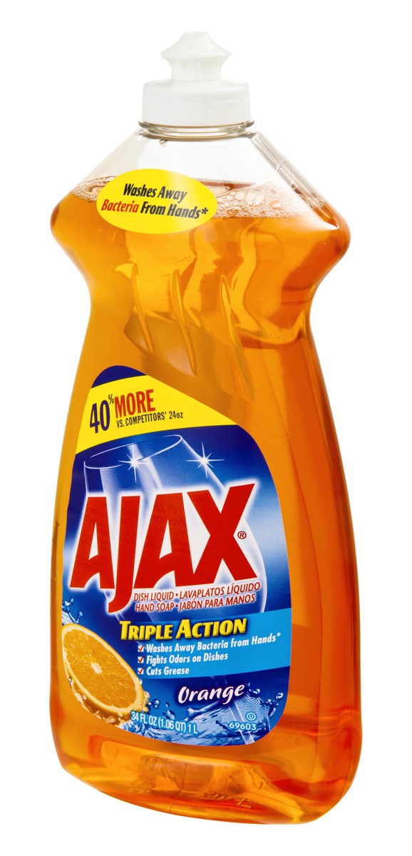 slide 8 of 9, Ajax Ultra Orange Triple Action Dish Liquid, 34 fl oz