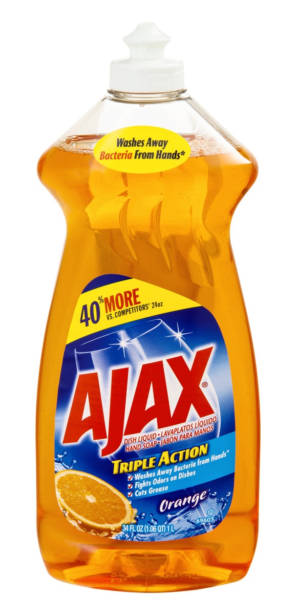 slide 1 of 1, Ajax Ultra Orange Triple Action Dish Liquid, 34 fl oz
