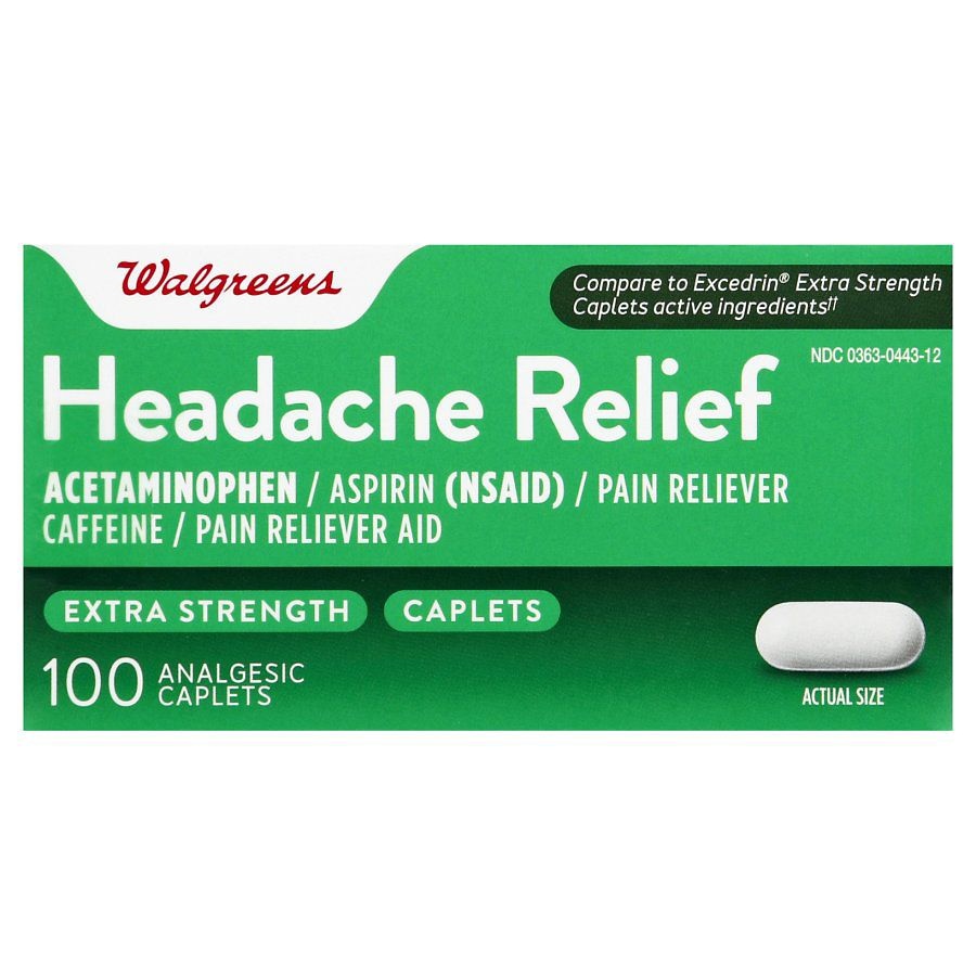 slide 1 of 1, Walgreens Extra Strength Headache Relief Analgesic Caplets, 100 ct