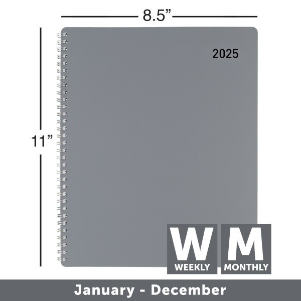 slide 3 of 6, Office Depot 2025 Office Depot Weekly/Monthly Appointment Book, 8-1/2"" X 11"", Silver, January To December, Od710530, 1 ct