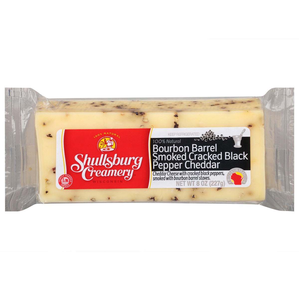 Shullsburg Creamery Bourbon Barrel Smoked Cracked Black Pepper Cheddar
