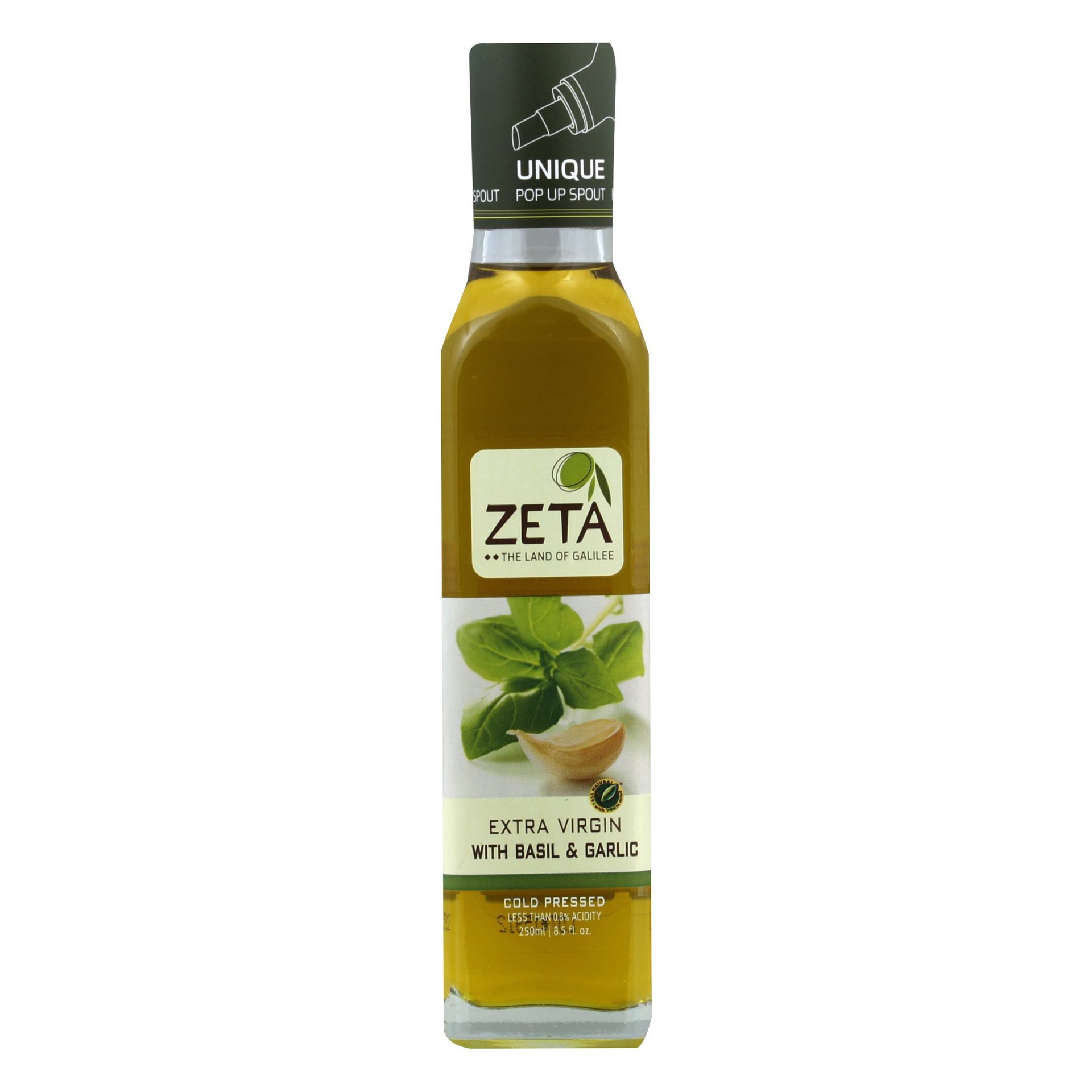 slide 1 of 1, Zeta Extra Virgin Olive Oil With Basil & Garlic, 8.5 fl oz
