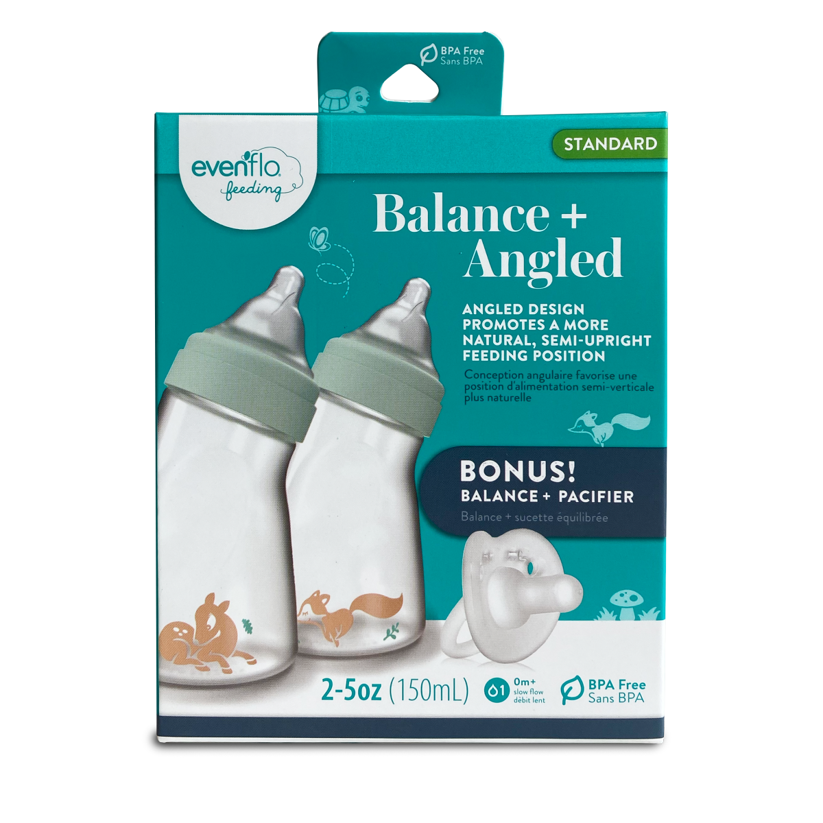 slide 1 of 10, Evenflo Balance Plus Angled With Pacifier, 2 ct; 5 oz