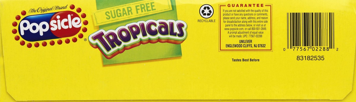 slide 2 of 6, Popsicle Tropicals Sugar-Free Ice Pops, 20 ct