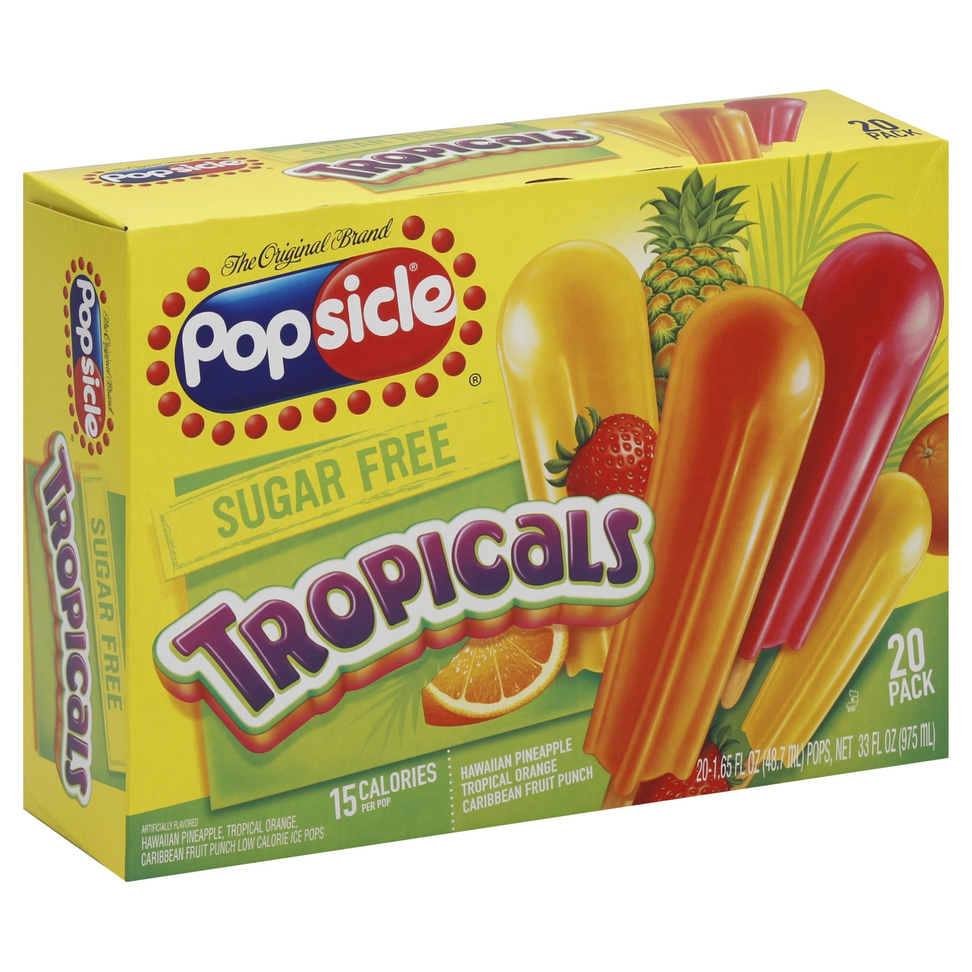 slide 1 of 6, Popsicle Tropicals Sugar-Free Ice Pops, 20 ct