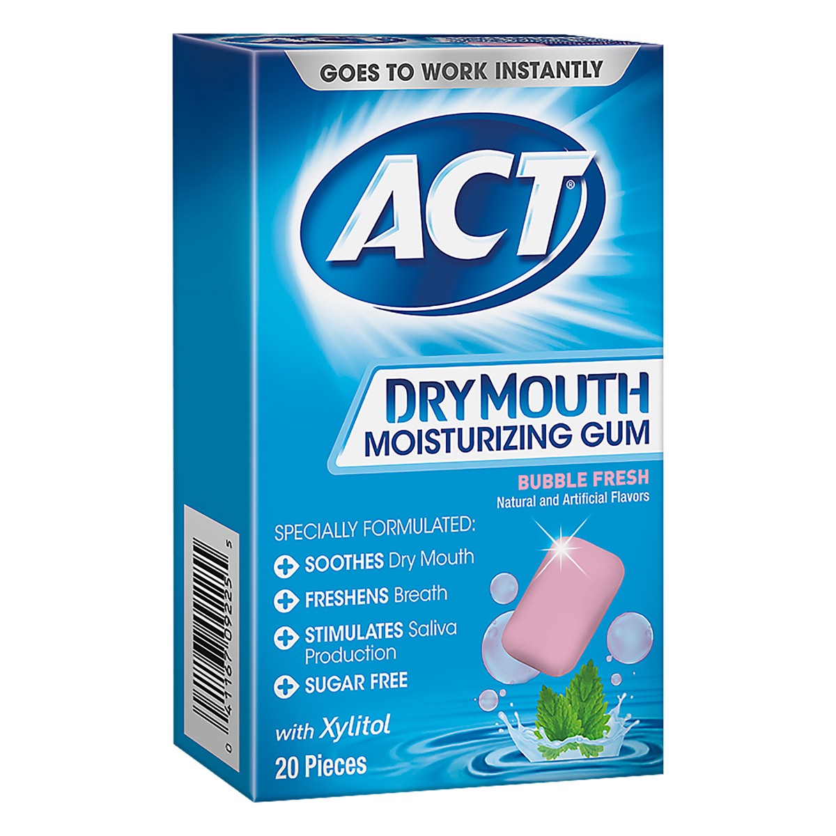 slide 2 of 4, ACT Gum, Moisturizing, Bubble Fresh, Dry Mouth, 20 ct